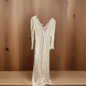 Alicia Vintage Floral Lace Evening‎ Gown Dress Vintage USA Victorian Size Small